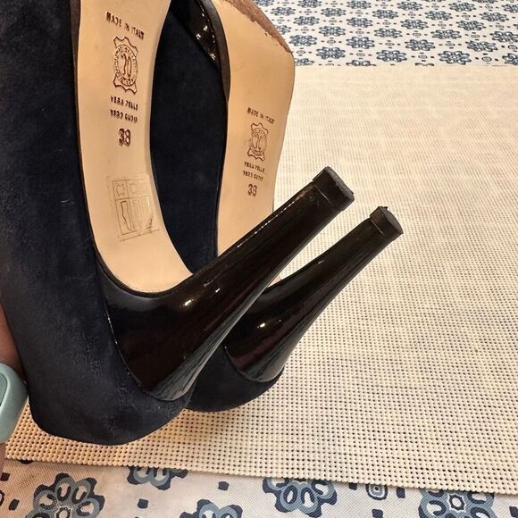 Moda di Fausto Made in Italy Blue suede high heel pumps Size 38/ US 7.5 - Picture 7 of 8